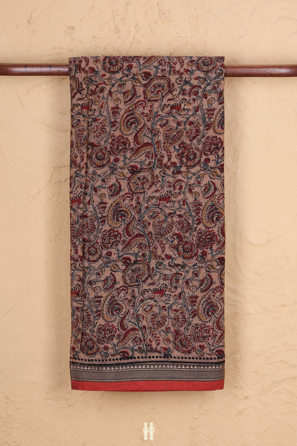 Mangalagiri Cotton Saree In Brown With Floral Printed Design
