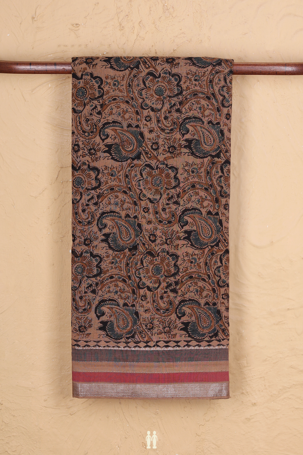 Mangalagiri Cotton Saree In Brown With Paisley Design