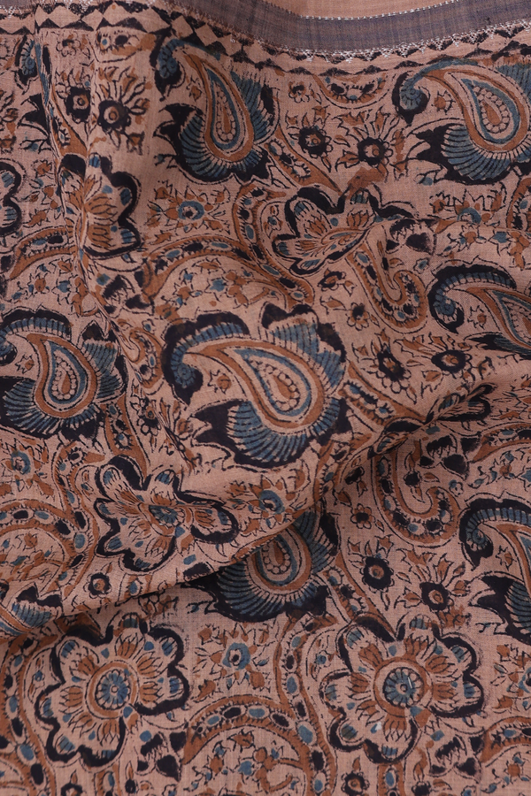 Mangalagiri Cotton Saree In Brown With Paisley Design