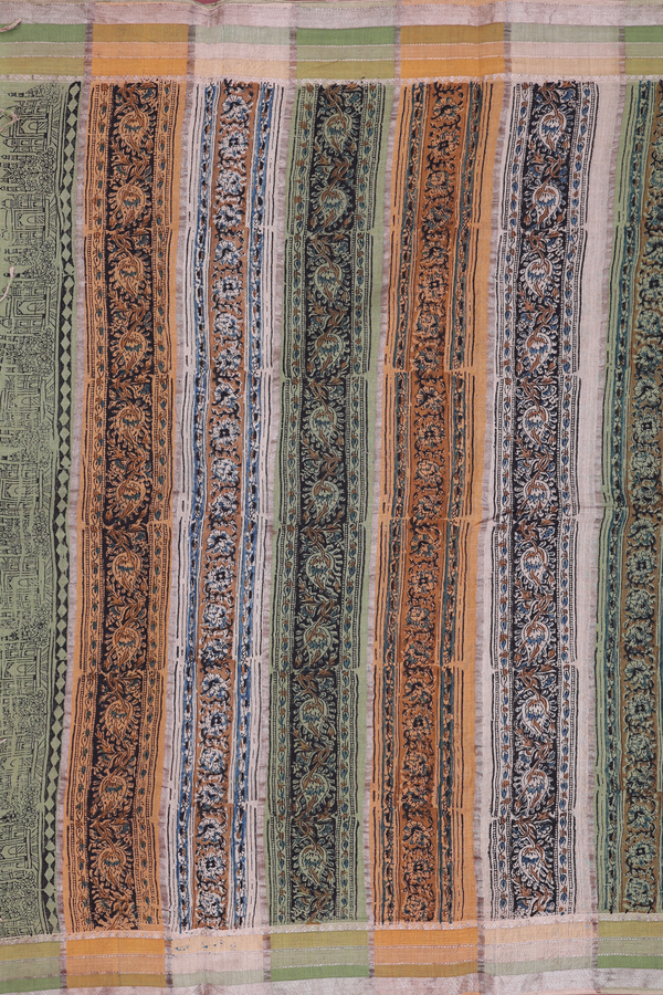 Mangalagiri Cotton Saree Brown With Paisley Printed Design