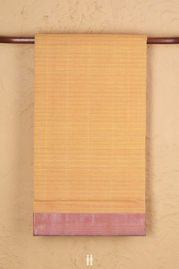 Mangalagiri Cotton Saree In Yellow With Stripes Design