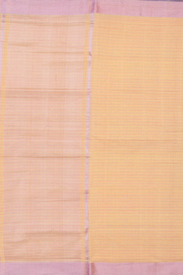 Mangalagiri Cotton Saree In Yellow With Stripes Design