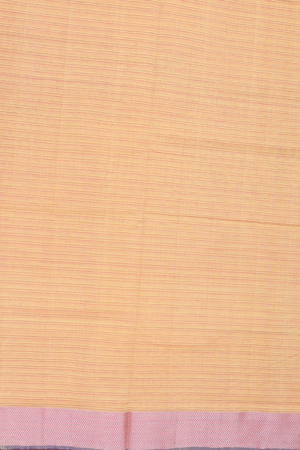 Mangalagiri Cotton Saree In Yellow With Stripes Design