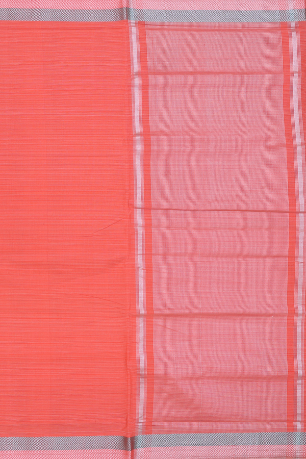 Mangalagiri Cotton Saree In Orange With Stripes Design