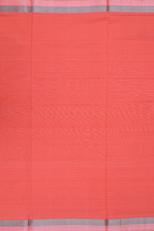Mangalagiri Cotton Saree In Orange With Stripes Design