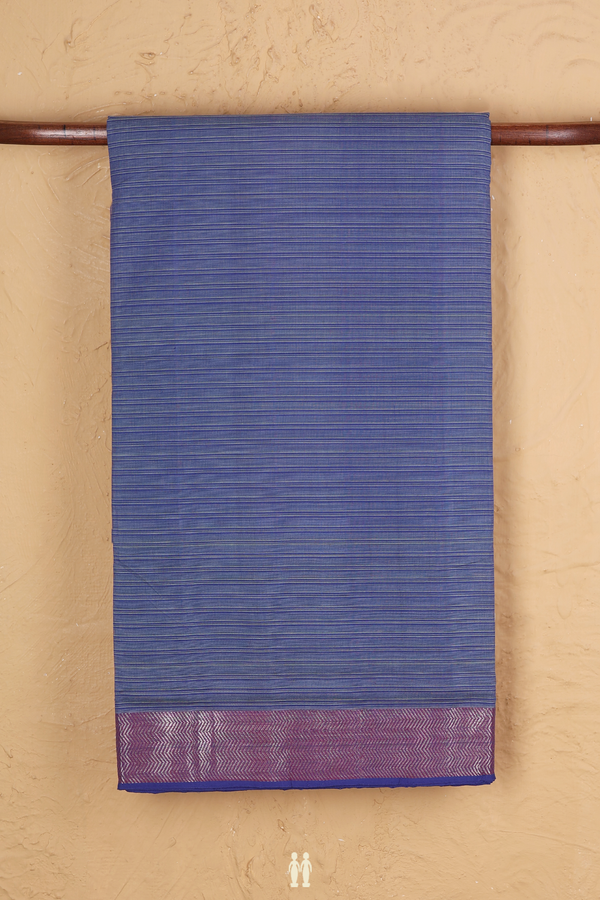 Mangalagiri Cotton Saree In Cornflower Blue With Stripes Design