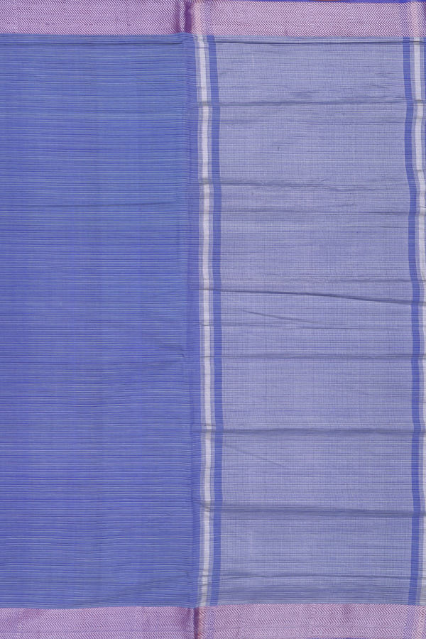 Mangalagiri Cotton Saree In Cornflower Blue With Stripes Design