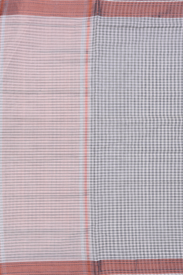 Mangalagiri Cotton Saree In Off White With Checks Design