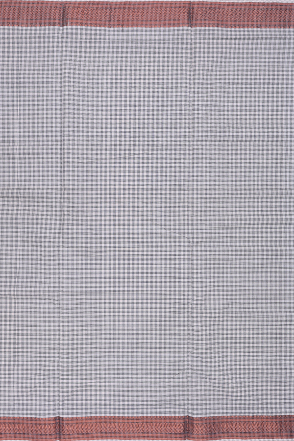 Mangalagiri Cotton Saree In Off White With Checks Design