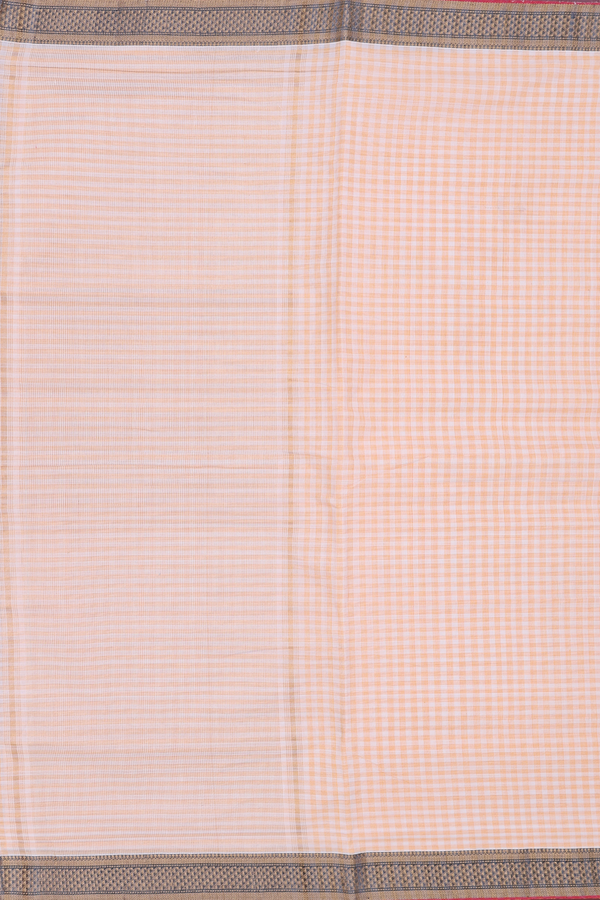 Mangalagiri Cotton Saree In Cream Color With Checks Design