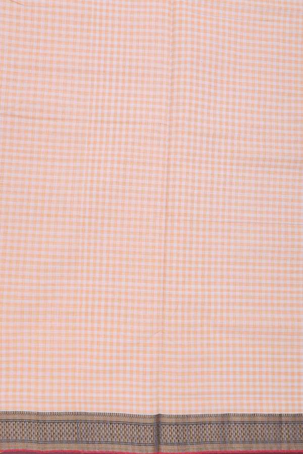 Mangalagiri Cotton Saree In Cream Color With Checks Design