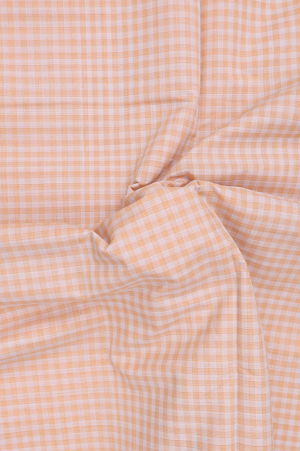 Mangalagiri Cotton Saree In Cream Color With Checks Design