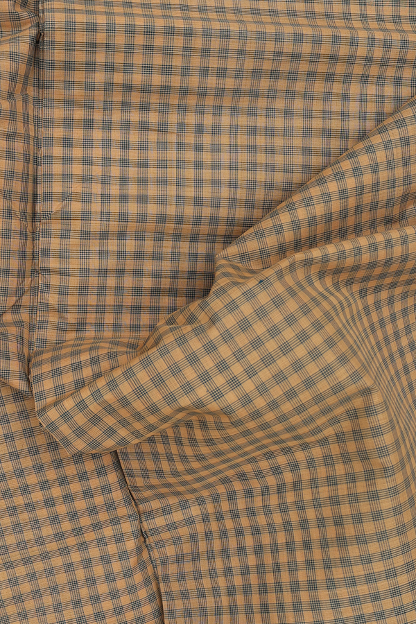 Mangalagiri Cotton Saree In Golden Yellow With Checks Design