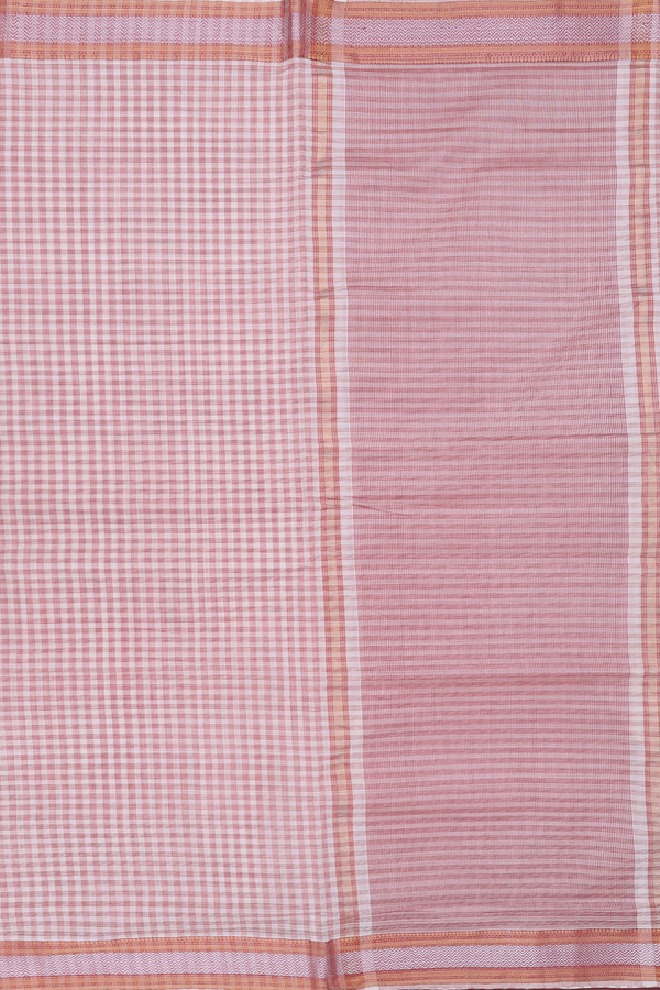 Mangalagiri Cotton Saree In Cream Color With Checks Design