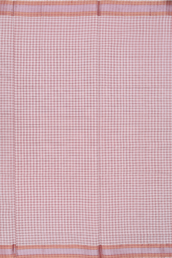 Mangalagiri Cotton Saree In Cream Color With Checks Design