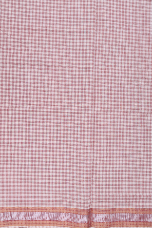 Mangalagiri Cotton Saree In Cream Color With Checks Design