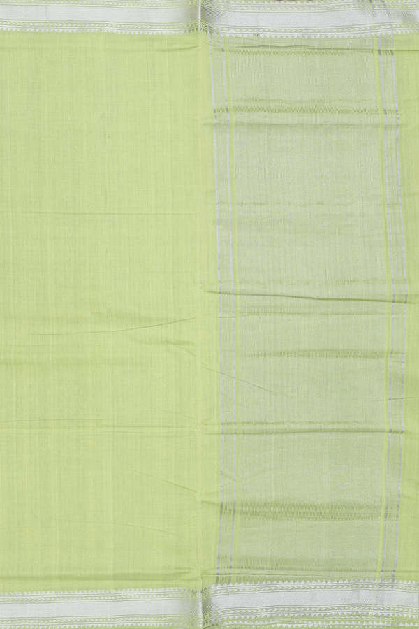 Mangalagiri Cotton Saree In Pear Green With Zari Border