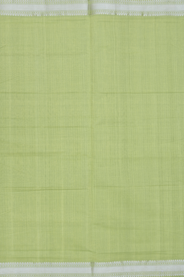 Mangalagiri Cotton Saree In Pear Green With Zari Border