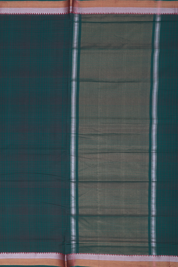 Mangalagiri Cotton Saree Forest Green With Twill Weave Border