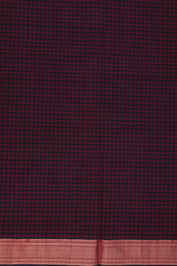 Mangalagiri Cotton Saree In Black And Red With Checks Design