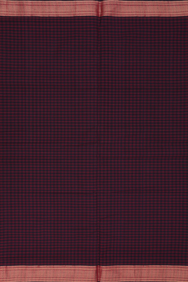 Mangalagiri Cotton Saree In Black And Red With Checks Design