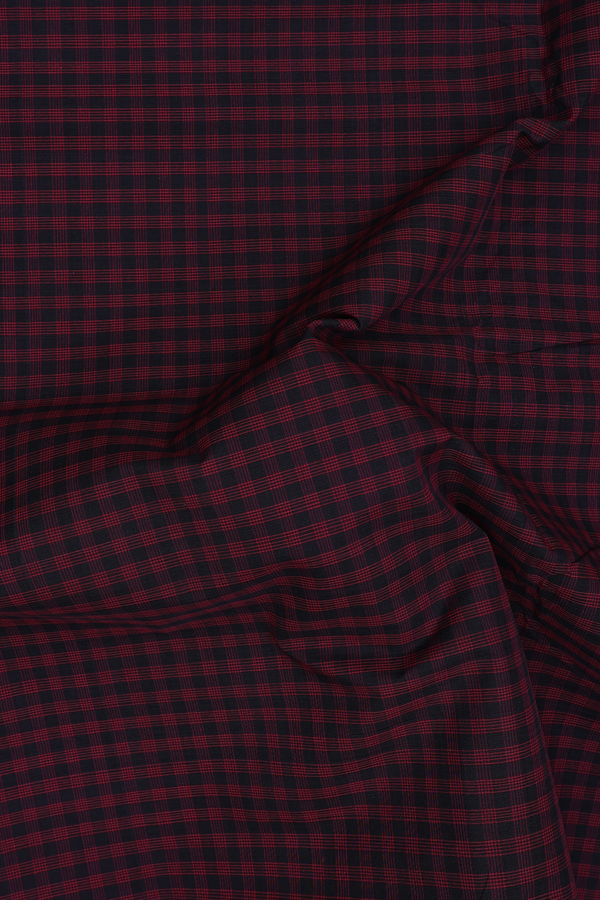Mangalagiri Cotton Saree In Black And Red With Checks Design