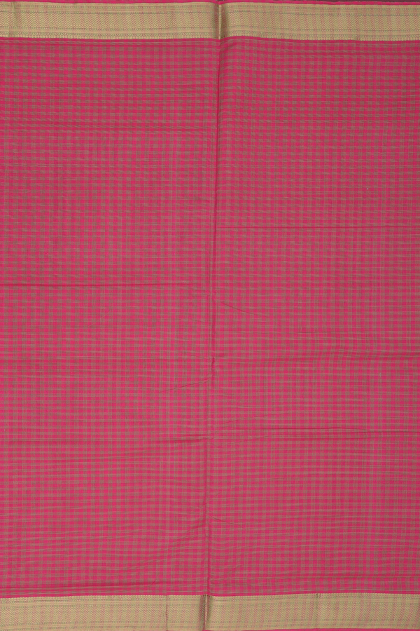 Mangalagiri Cotton Saree In Punch Pink With Checks Design