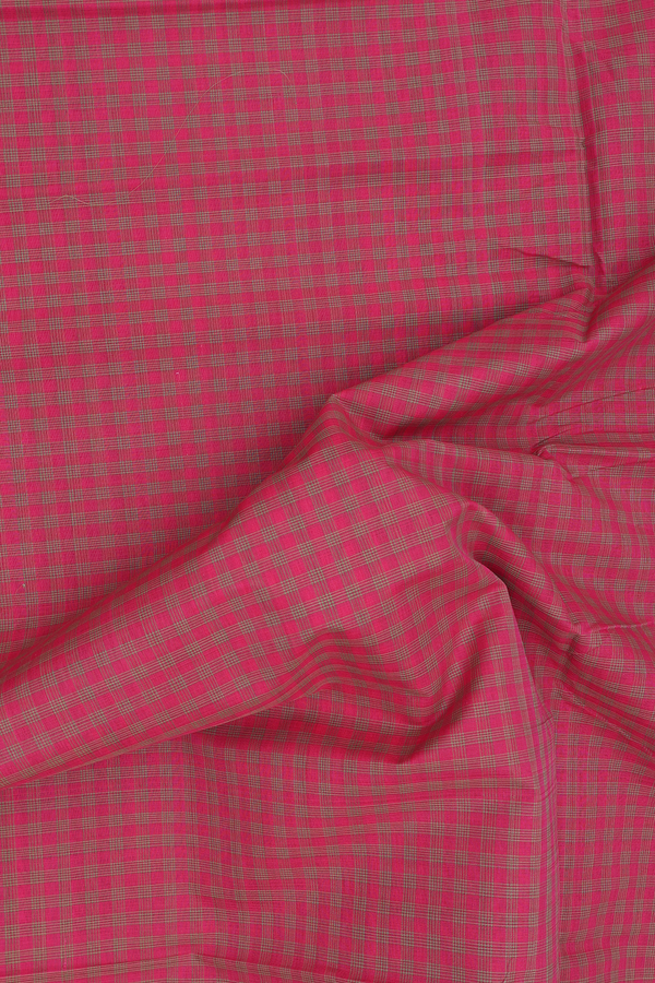 Mangalagiri Cotton Saree In Punch Pink With Checks Design