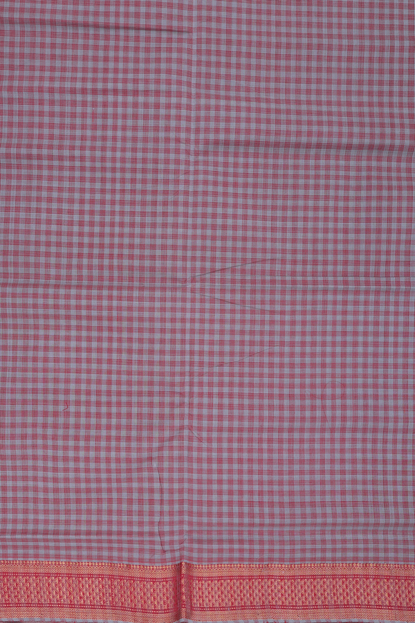 Mangalagiri Cotton Saree In Red And Green With Checks Design