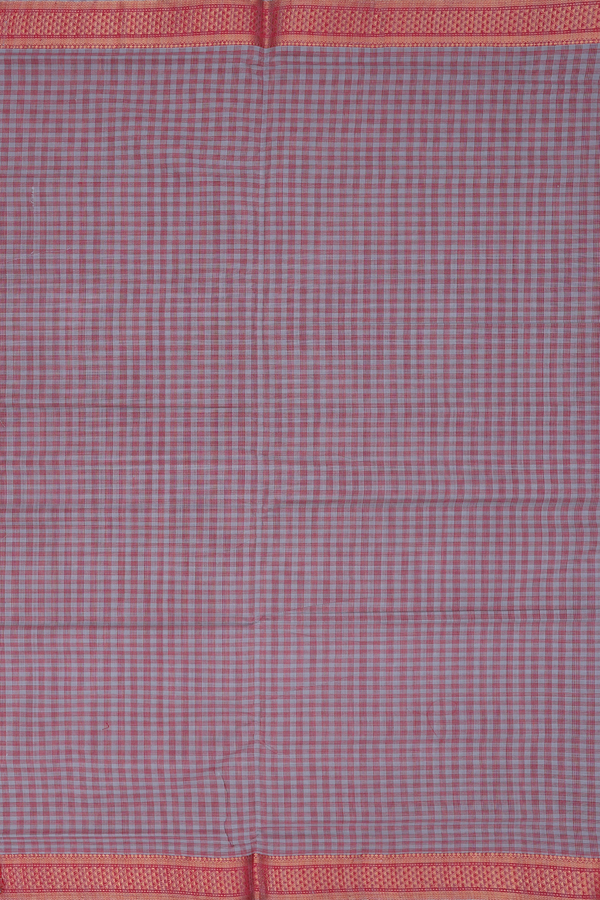 Mangalagiri Cotton Saree In Red And Green With Checks Design
