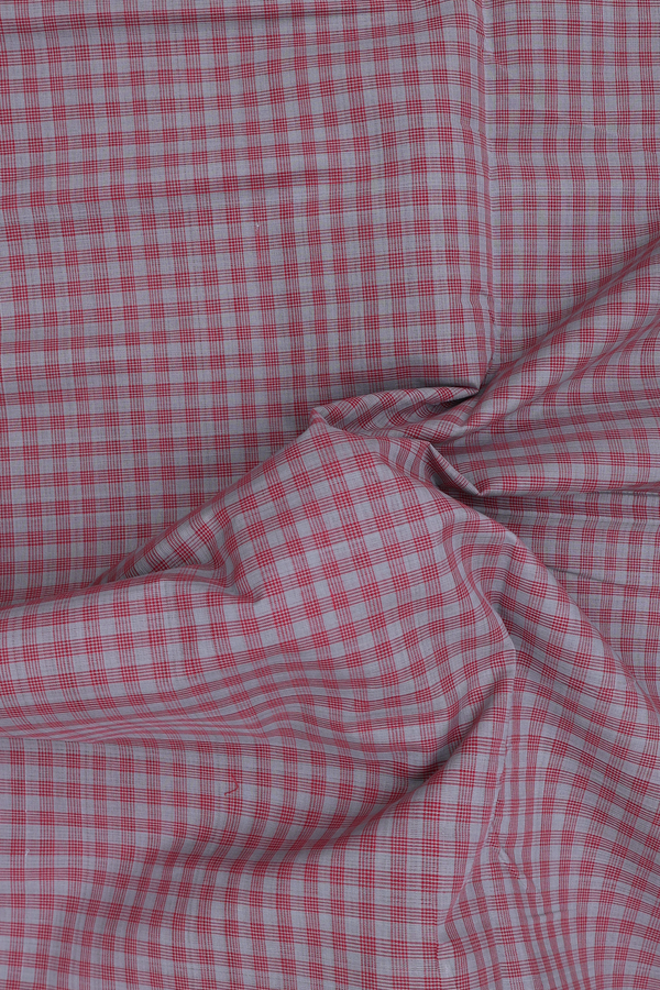 Mangalagiri Cotton Saree In Red And Green With Checks Design