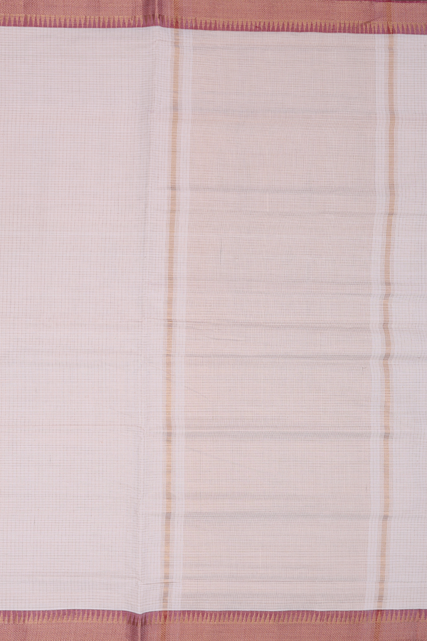 Mangalagiri Cotton Saree In Cream Color With Checks Design