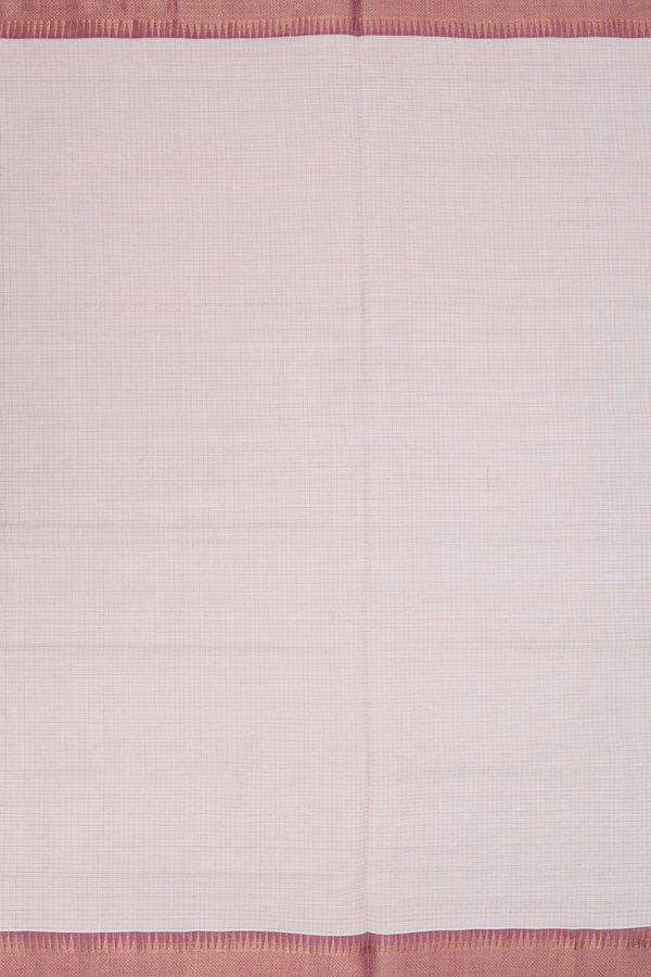 Mangalagiri Cotton Saree In Cream Color With Checks Design