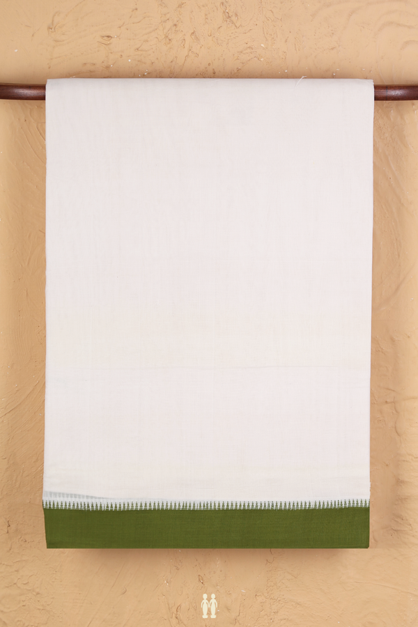 Mangalagiri Cotton Saree In Plain White With Contrast Border