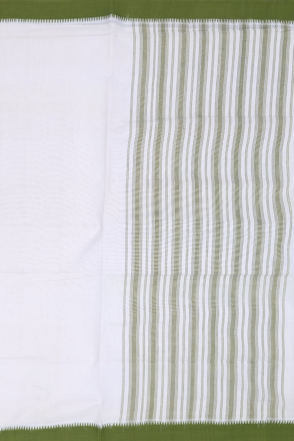 Mangalagiri Cotton Saree In Plain White With Contrast Border