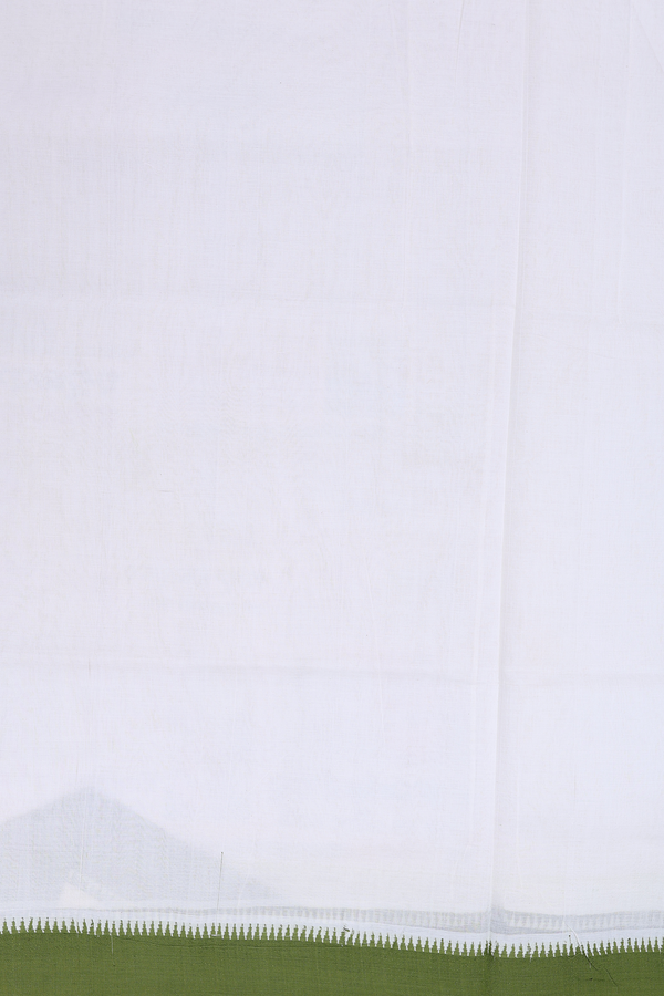 Mangalagiri Cotton Saree In Plain White With Contrast Border