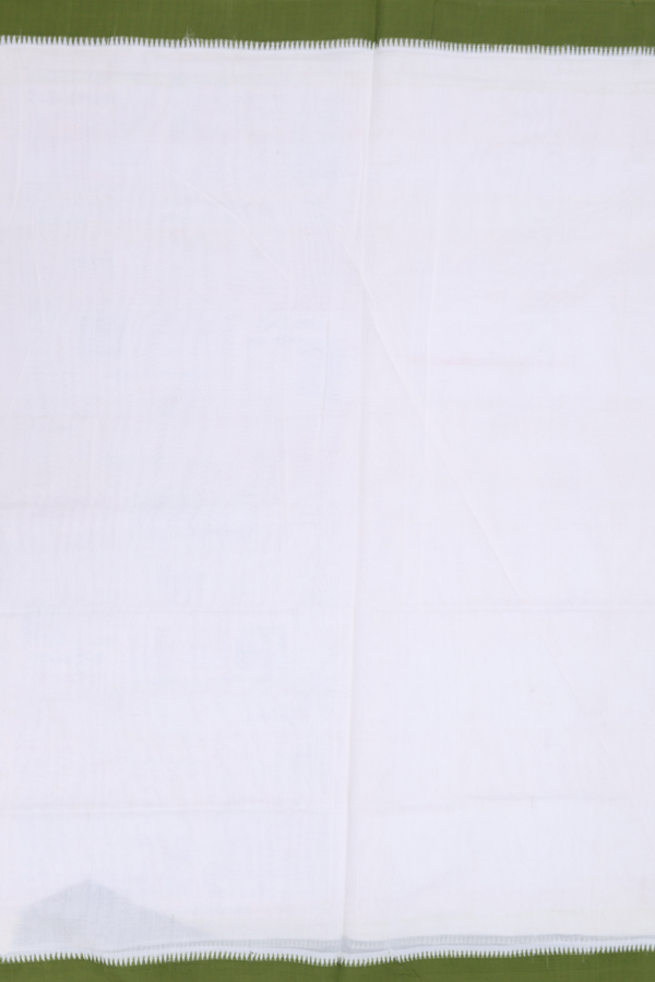 Mangalagiri Cotton Saree In Plain White With Contrast Border