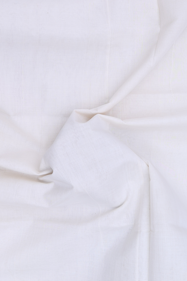 Mangalagiri Cotton Saree In Plain White With Contrast Border