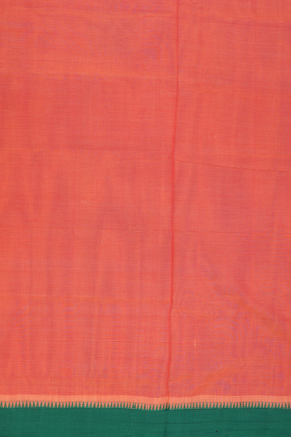 Mangalagiri Cotton Saree In Plain Orange With Contrast Border