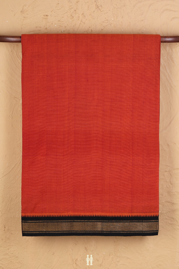 Mangalagiri Cotton Saree Rust Orange With Twill Weave Border
