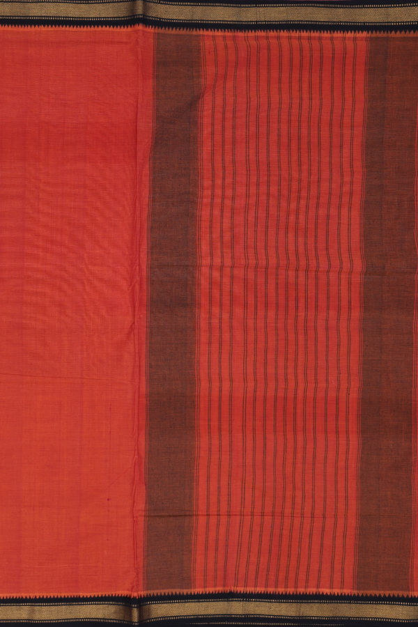 Mangalagiri Cotton Saree Rust Orange With Twill Weave Border