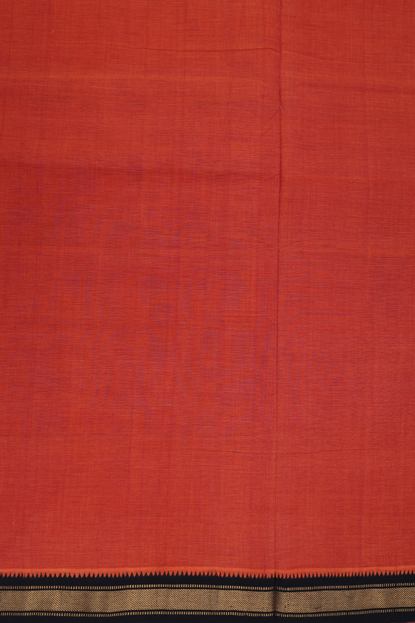 Mangalagiri Cotton Saree Rust Orange With Twill Weave Border
