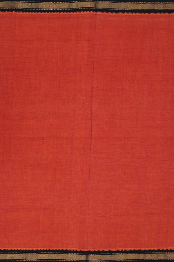Mangalagiri Cotton Saree Rust Orange With Twill Weave Border