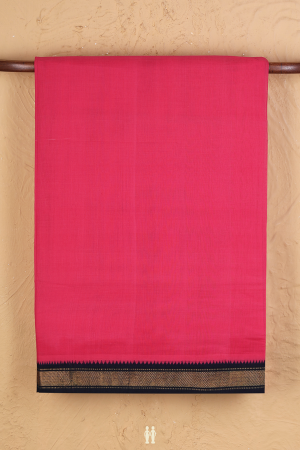 Mangalagiri Cotton Saree In Punch Pink With Zari Border
