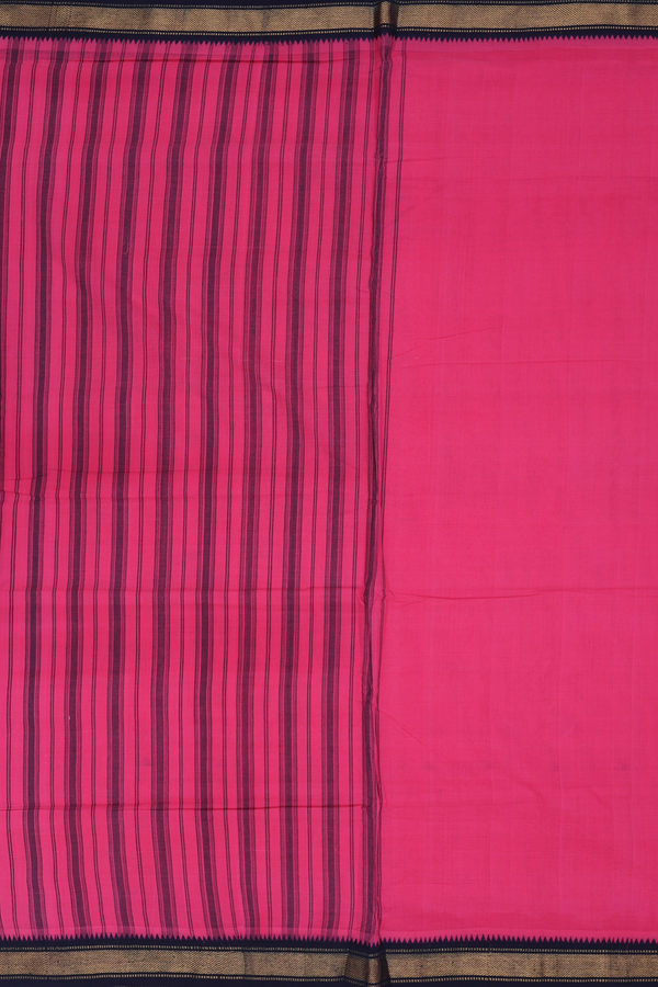 Mangalagiri Cotton Saree In Punch Pink With Zari Border