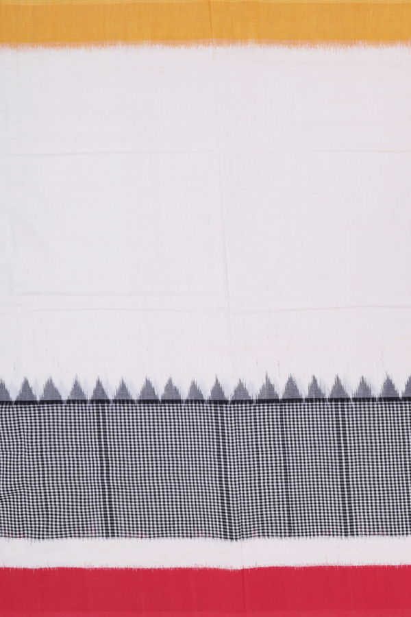 Pochampally Cotton Saree In White With Ganga Jamuna Border