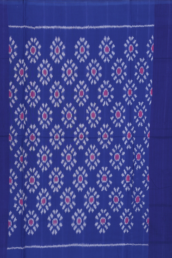 Pochampally Cotton Saree In White With Parrot Design