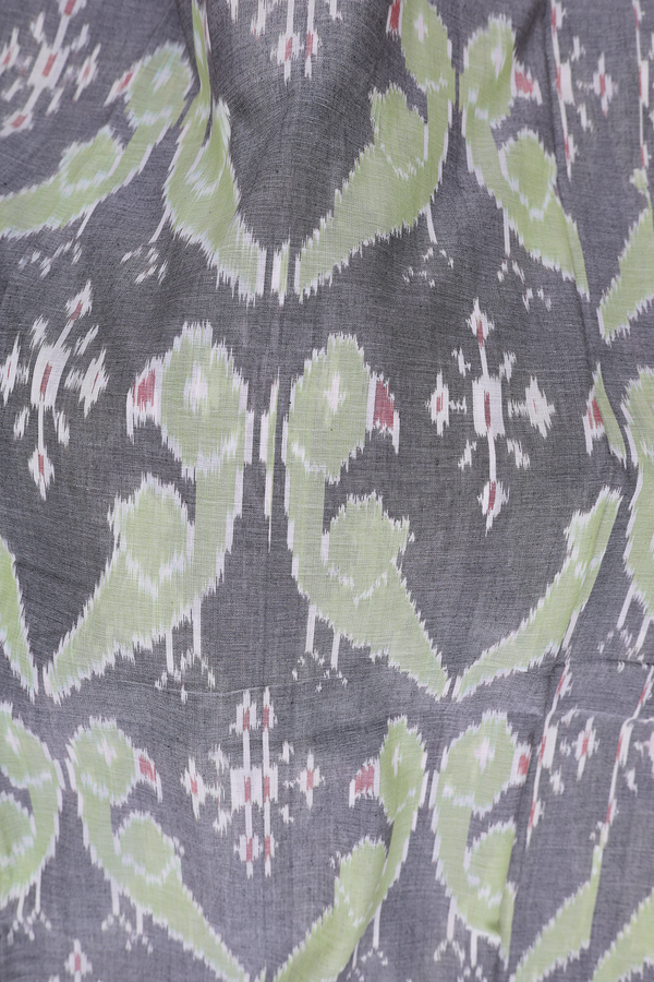 Pochampally Cotton Saree In Grey With Parrot Design