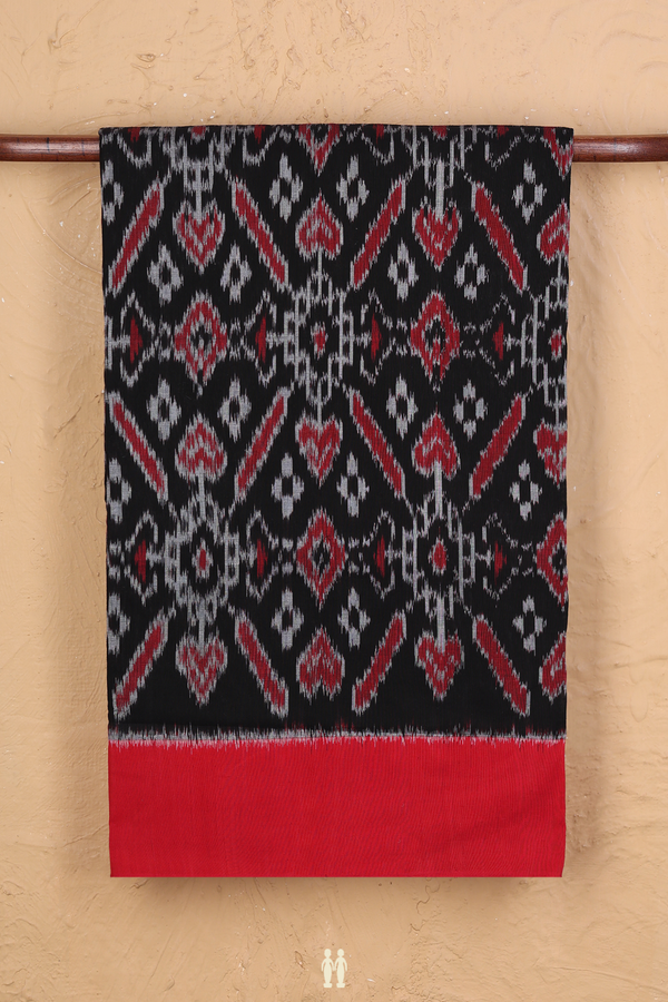 Pochampally Cotton Saree In Black With Ikat Design
