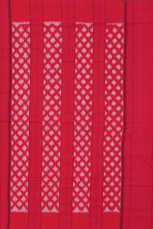 Pochampally Cotton Saree In Black With Ikat Design